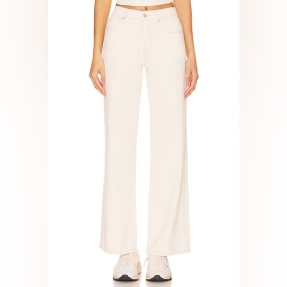 NEW Free People x We The Free Tinsley Baggy High Rise Jeans in White/Ecru